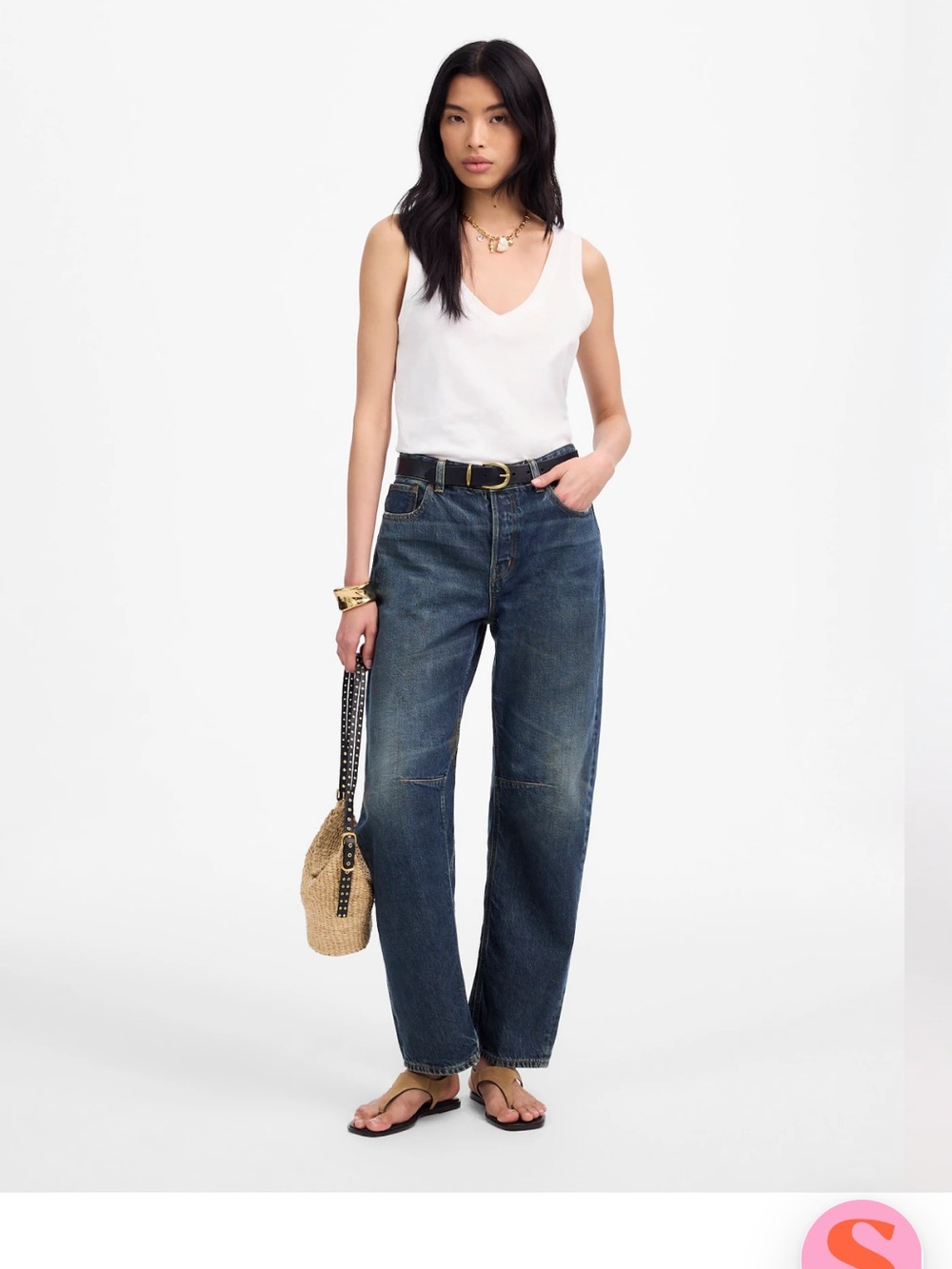 Madewell Darted Barrel Leg Jean in Danver Wash - Like New